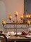 5-Arm Candle Holder Vintage Metal Lattice Amber Glass Votives 31.1x26.2